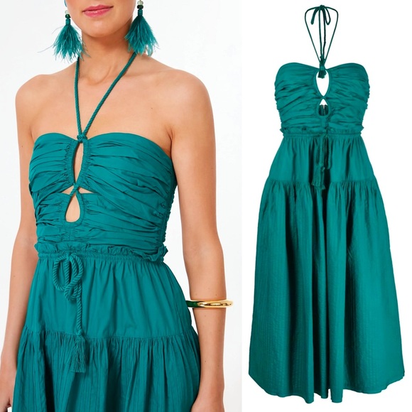 πΊπHPππΊ NWT Ulla Johnson Emmaline Midi Dress Verdigris - Picture 10 of 16